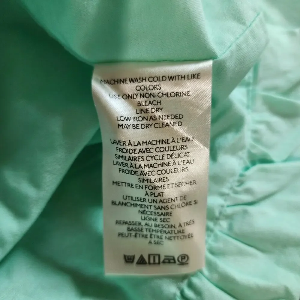 MAEVE by Anthropologie Size XL Mint Green 100% Cotton Tiered Popover Shirt Dress